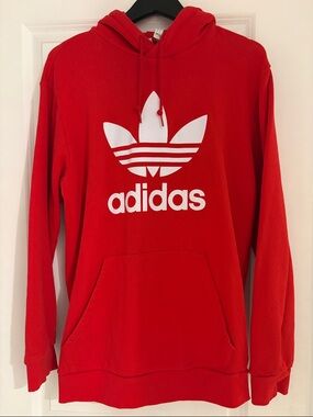 adidas Red Hoodie with White Trefoil Logo